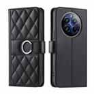 For Realme Narzo 70 Pro 5G India Ring Buckle Rhombic Leather Phone Case(Black) - 1