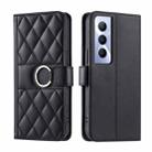 For Realme C65 4G Global Ring Buckle Rhombic Leather Phone Case(Black) - 1