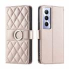 For Realme C65 4G Global Ring Buckle Rhombic Leather Phone Case(Rose Gold) - 1