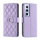 For Realme C65 4G Global Ring Buckle Rhombic Leather Phone Case(Purple) - 1