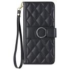 For Realme 13+ 5G Global Ring Buckle Rhombic Leather Phone Case(Black) - 2