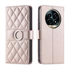 For Realme 13+ 5G Global Ring Buckle Rhombic Leather Phone Case(Rose Gold) - 1