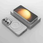 For Samsung Galaxy S25 5G Lens Frame Bracket Corrugated MagSafe Phone Case(Grey) - 2