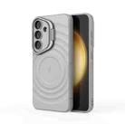 For Samsung Galaxy S25 5G Lens Frame Bracket Corrugated MagSafe Phone Case(Grey) - 3