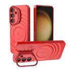 For Samsung Galaxy S25 5G Lens Frame Bracket Corrugated MagSafe Phone Case(Red) - 1