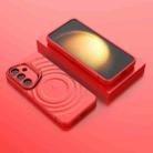 For Samsung Galaxy S25 5G Lens Frame Bracket Corrugated MagSafe Phone Case(Red) - 2