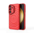 For Samsung Galaxy S25 5G Lens Frame Bracket Corrugated MagSafe Phone Case(Red) - 3