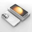 For Samsung Galaxy S25 5G Lens Frame Bracket Corrugated MagSafe Phone Case(White) - 2