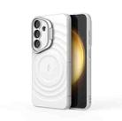 For Samsung Galaxy S25 5G Lens Frame Bracket Corrugated MagSafe Phone Case(White) - 3