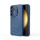 For Samsung Galaxy S25 5G Lens Frame Bracket Corrugated MagSafe Phone Case(Dark Blue) - 3
