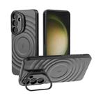 For Samsung Galaxy S25+ 5G Lens Frame Bracket Corrugated MagSafe Phone Case(Black) - 1