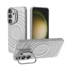 For Samsung Galaxy S25+ 5G Lens Frame Bracket Corrugated MagSafe Phone Case(Grey) - 1