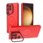 For Samsung Galaxy S25 Ultra 5G Lens Frame Bracket Corrugated MagSafe Phone Case(Red) - 1