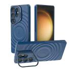 For Samsung Galaxy S25 Ultra 5G Lens Frame Bracket Corrugated MagSafe Phone Case(Dark Blue) - 1