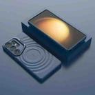 For Samsung Galaxy S25 Ultra 5G Lens Frame Bracket Corrugated MagSafe Phone Case(Dark Blue) - 2
