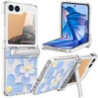 For Samsung Galaxy Z Flip6 5G Sticker TPU Hybrid PC Shockproof Phone Case with Holder(Blue Flower) - 1