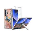 For Samsung Galaxy Z Fold6 5G Sticker TPU Hybrid PC Holder Shockproof Phone Case with Tempered Film(Butterfly) - 1