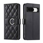 For Google Pixel 8 Ring Buckle Rhombic Leather Phone Case(Black) - 1