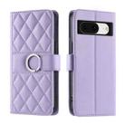 For Google Pixel 8 Ring Buckle Rhombic Leather Phone Case(Purple) - 1