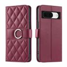 For Google Pixel 8a Ring Buckle Rhombic Leather Phone Case(Red) - 1