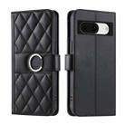 For Google Pixel 8a Ring Buckle Rhombic Leather Phone Case(Black) - 1