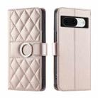 For Google Pixel 8a Ring Buckle Rhombic Leather Phone Case(Rose Gold) - 1