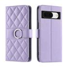 For Google Pixel 8a Ring Buckle Rhombic Leather Phone Case(Purple) - 1