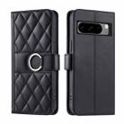 For Google Pixel 8 Pro Ring Buckle Rhombic Leather Phone Case(Black) - 1