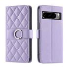 For Google Pixel 8 Pro Ring Buckle Rhombic Leather Phone Case(Purple) - 1