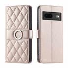 For Google Pixel 7 Ring Buckle Rhombic Leather Phone Case(Rose Gold) - 1