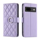 For Google Pixel 7 Ring Buckle Rhombic Leather Phone Case(Purple) - 1