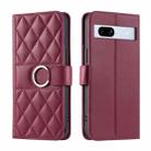 For Google Pixel 7a Ring Buckle Rhombic Leather Phone Case(Red) - 1