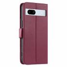 For Google Pixel 7a Ring Buckle Rhombic Leather Phone Case(Red) - 3