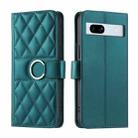 For Google Pixel 7a Ring Buckle Rhombic Leather Phone Case(Green) - 1