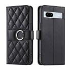 For Google Pixel 7a Ring Buckle Rhombic Leather Phone Case(Black) - 1