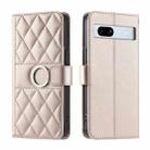 For Google Pixel 7a Ring Buckle Rhombic Leather Phone Case(Rose Gold) - 1