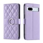 For Google Pixel 7a Ring Buckle Rhombic Leather Phone Case(Purple) - 1