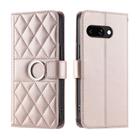 For Google Pixel 9a Ring Buckle Rhombic Leather Phone Case(Rose Gold) - 1