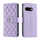For Google Pixel 9a Ring Buckle Rhombic Leather Phone Case(Purple) - 1