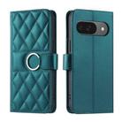 For Google Pixel 9 / 9 Pro Ring Buckle Rhombic Leather Phone Case(Green) - 1