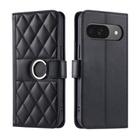 For Google Pixel 9 / 9 Pro Ring Buckle Rhombic Leather Phone Case(Black) - 1