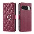 For Google Pixel 9 Pro XL Ring Buckle Rhombic Leather Phone Case(Red) - 1