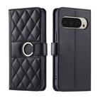 For Google Pixel 9 Pro XL Ring Buckle Rhombic Leather Phone Case(Black) - 1