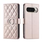 For Google Pixel 9 Pro XL Ring Buckle Rhombic Leather Phone Case(Rose Gold) - 1
