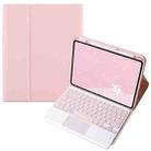 For Infinix Xpad 11 inch Candy Color Square Keys Bluetooth Keyboard Leather Case with Touchpad(Pink) - 1