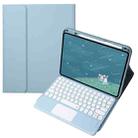 For Infinix Xpad 11 inch Candy Color Round Keys Bluetooth Keyboard Leather Case with Touchpad(Misty Blue) - 1