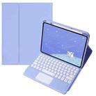 For Infinix Xpad 11 inch Candy Color Round Keys Bluetooth Keyboard Leather Case with Touchpad(Light Purple) - 1