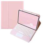 For Infinix Xpad 11 inch Candy Color Round Keys Bluetooth Keyboard Leather Case with Touchpad(Pink) - 1