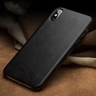 For iPhone XS Max QIALINO Shockproof Cowhide Leather Protective Case(Black) - 2