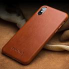 For iPhone XS Max QIALINO Shockproof Cowhide Leather Protective Case(Coffee) - 2